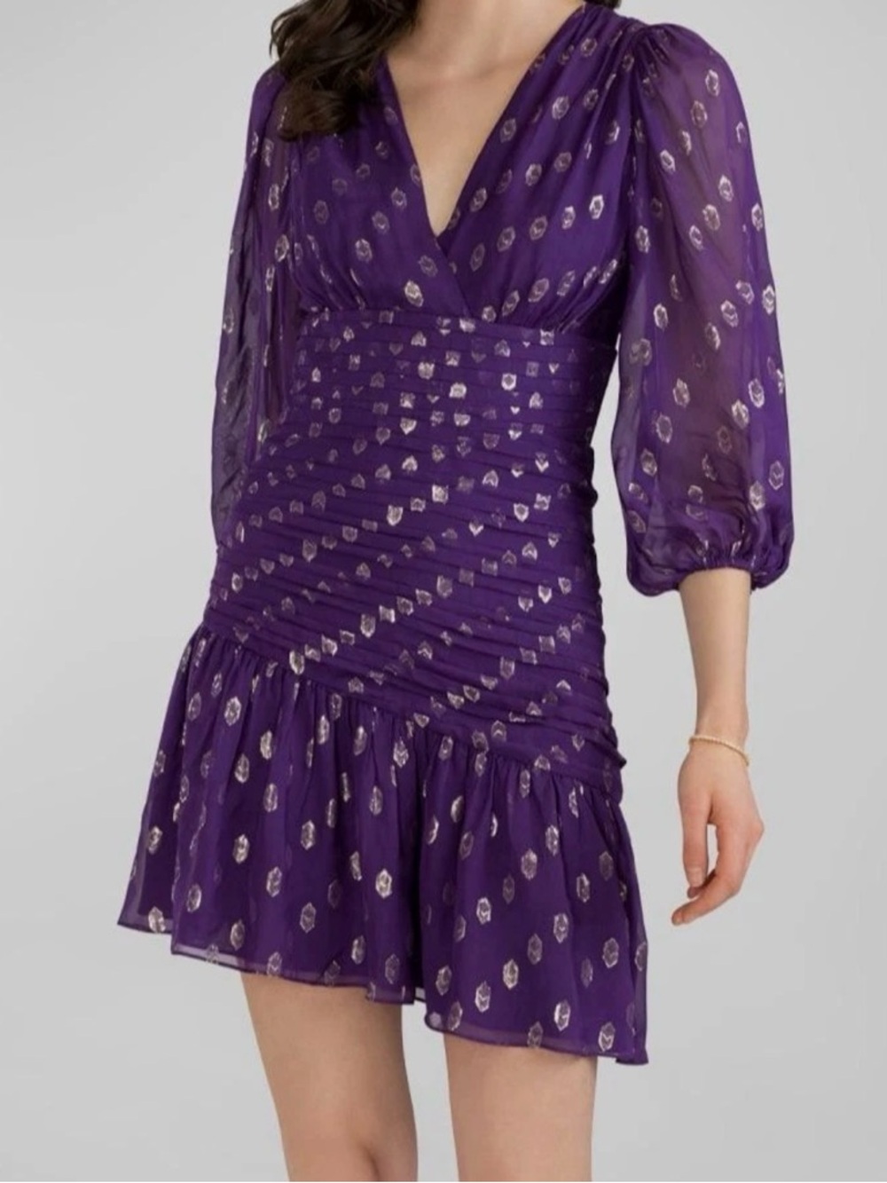 Women’s Shoshanna Adrianna Asymmetrical Ruched Cocktail Dress Royal Purple 6